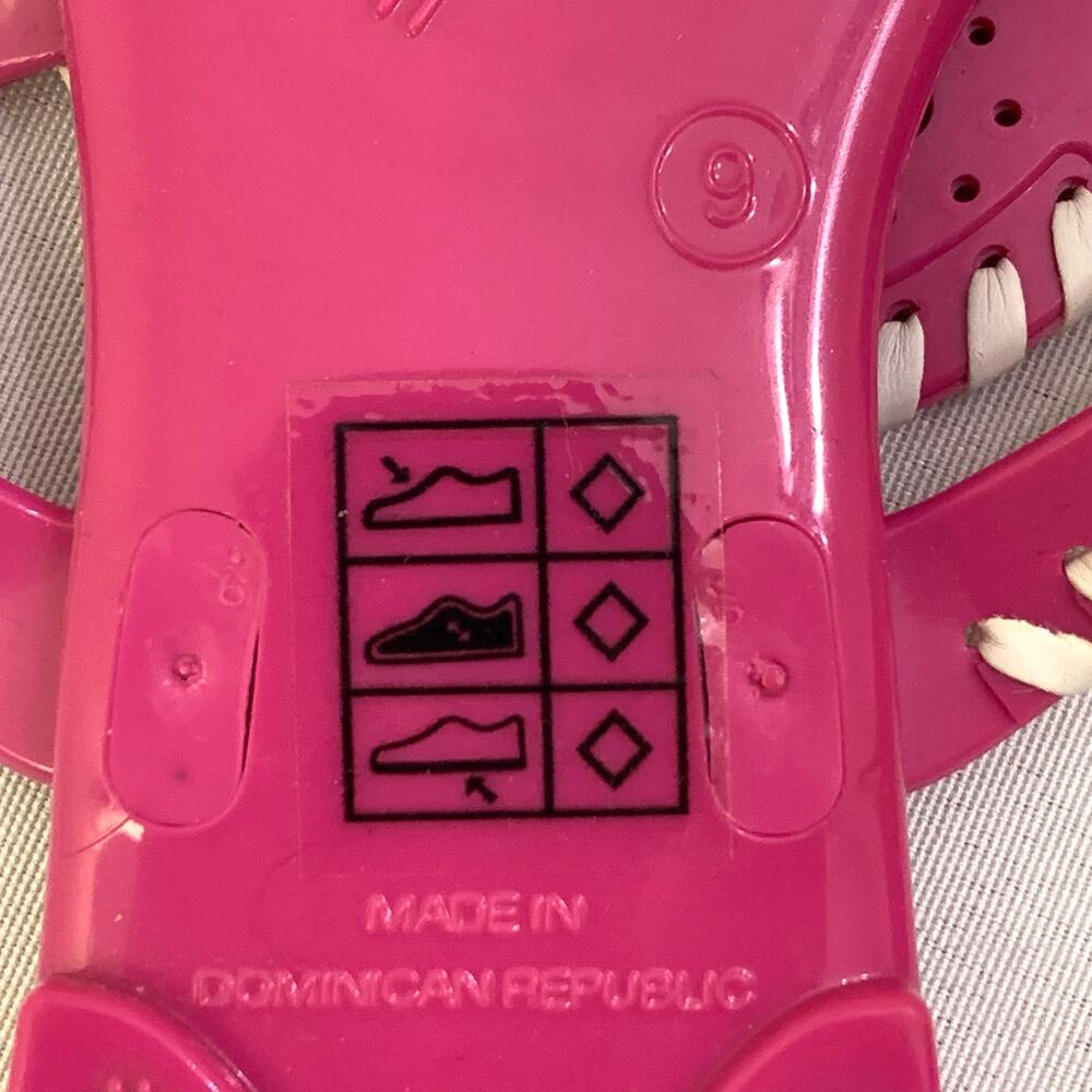 Jack Rogers NWOT Womens Georgica Jelly Sandals Size 9 Bright Pink & White Beachy - Picture 12 of 13